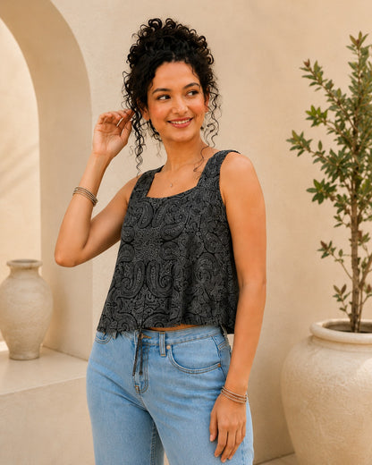 Meera Charcoal Tonal Paisley Cami