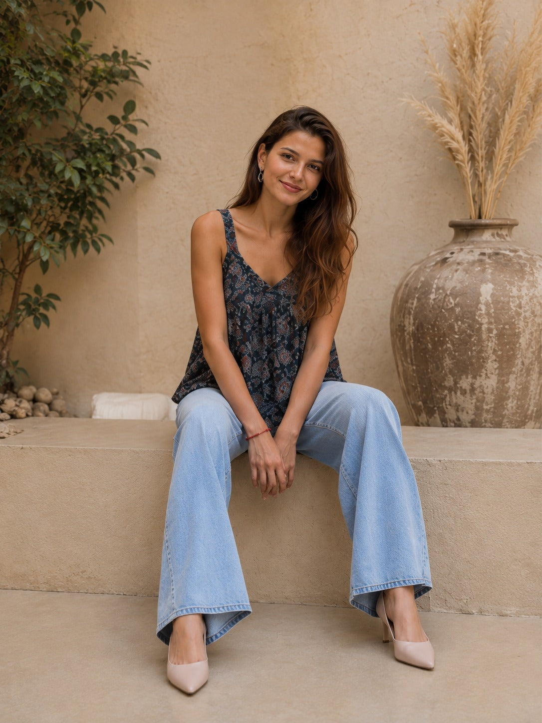 Charcoal Floral Paisley Camisole Top
